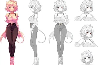 design custom anime character turnaround sheet