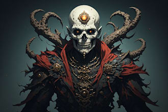 illustrate a custom scary fantasy horror character for you