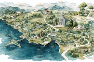 do custom watercolor wedding map