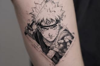 design custom anime tattoo or manga tattoo design