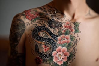 illustrate a japanese tattoo art for unique ink