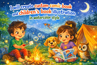 create custom comic book and children storybook illustration