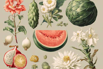 draw line art illustration botanical and flower beautifully