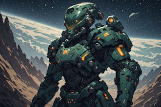 design a professional scifi character illustration