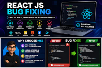 fix react js frontend bugs and website issues