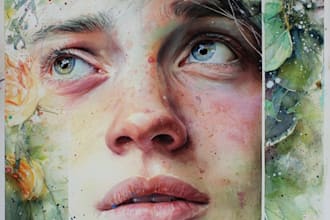 watercolor portrait painting, photo to watercolor