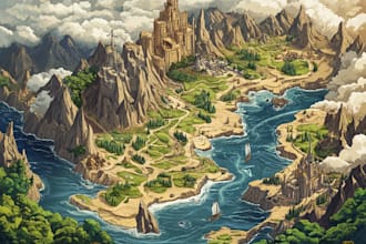 do a high quality detailed fantasy map for dnd an fiction