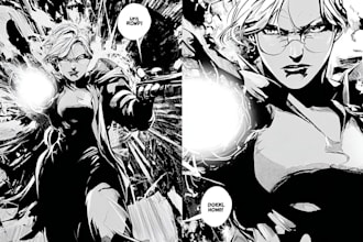 create sci fi comic book page illustration