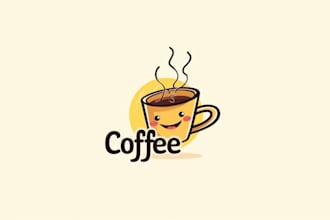 design a funny coffee cup restaurant logo for your brand