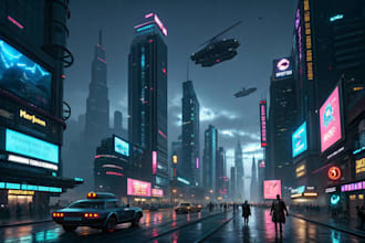 create cyberpunk futuristic city illustration