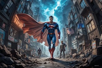 make high quality superhero comic artwork