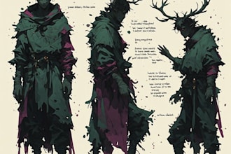 make a character sheet with a unique art style