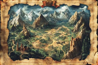 make fantasy map illustration for dnd, novels and games
