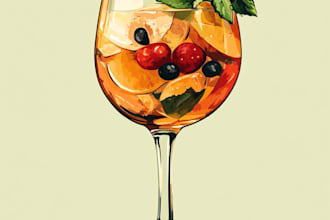draw food, drinks and any illustrations a cooking theme