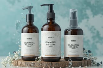 design cosmetic packaging and labels for bottle or jar mockup