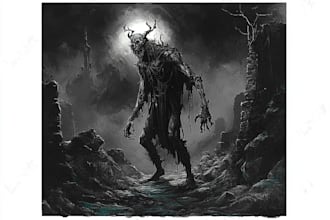 draw monster or fantasy creature in sketch illustration