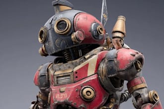 illustrate classic retro mecha character