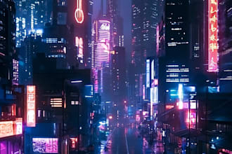 create a futuristic cyberpunk city for you