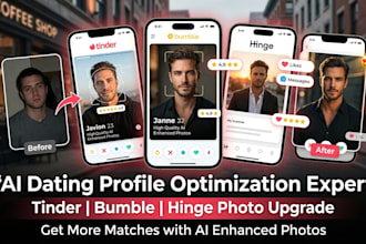 optimize tinder hinge bumble cv profile photos with ai dating profile makeover