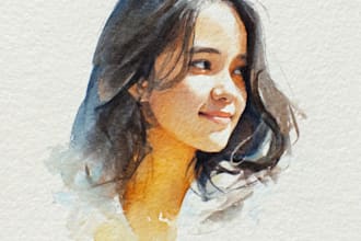 watercolor portrait painting, photo to watercolor portrait
