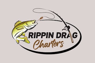 design eye catching gold fish  fishing logo