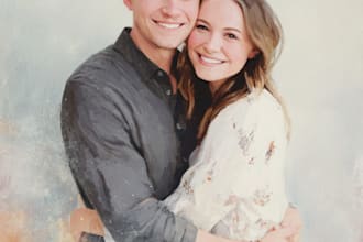 illustrate a romantic family couple portrait