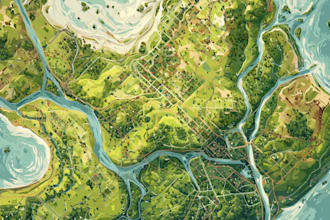 draw your 2d flat or 3d isometric map design