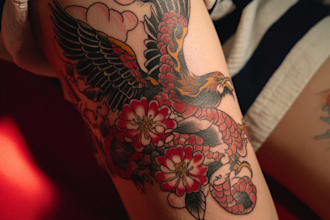illustrate a japanese tattoo art for unique ink
