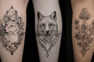 create a cute minimalistic line art tattoo design