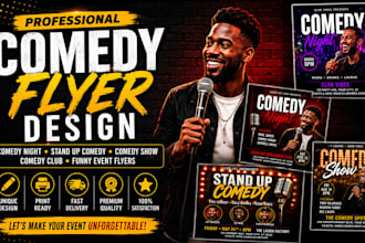 design comedy night flyers, comedy show posters, and club event flyers