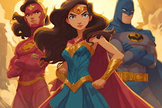 illustrate a superhero pop art portrait