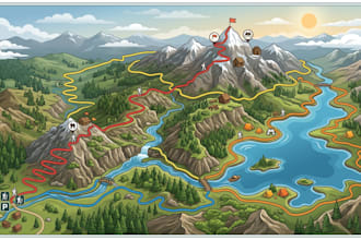 do custom trail maps, hiking maps, outdoor maps, and land survey illustration