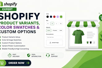 setup shopify product variants, color swatches and custom product options