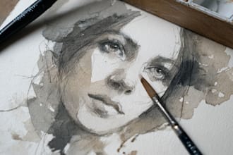draw watercolor portrait painting of you