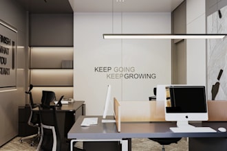 redesign office interior rendering, coworking space, commercial interiors visual