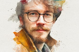 draw a sketchy watercolor portrait, no ai