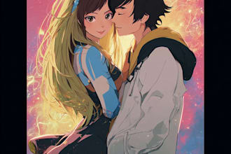 do anime fanart, digital art, vtuber, couple art and cartoon