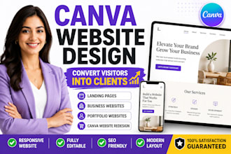 design responsive canva website, canva landing page, business website