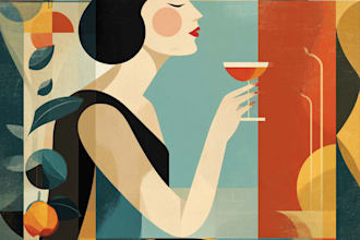 create vintage modern art deco illustration poster design