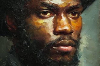 draw oil painting character with detailed texture work