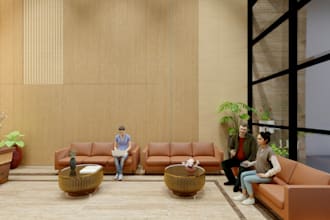 design luxury commercial interior and modern office or lobby rendering