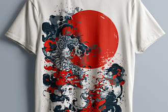create a custom japanese t shirt illustration