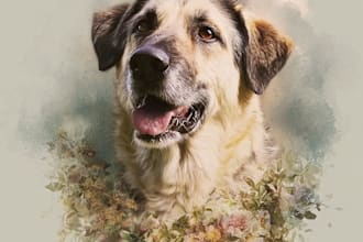 turn your pet photo into a beautiful memorial portrait