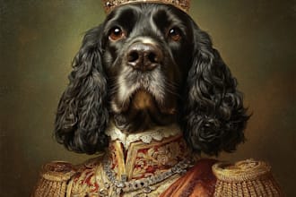 draw custom royal pet portrait dog portrait cat portrait