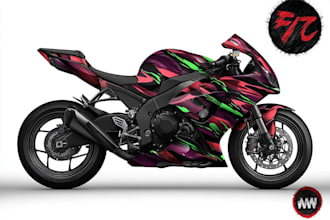 do unique bike, motorcycle any vehicle wrap design
