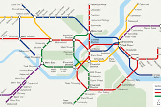 design transit map, metro map, subway map and transport route illustration
