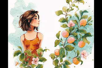 illustrate a cute watercolor storybook style