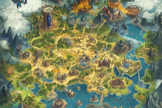 create detailed fantasy cartography game world maps