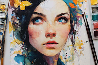 watercolor portrait painting, photo to watercolor portrait