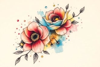 create a watercolor tattoo design